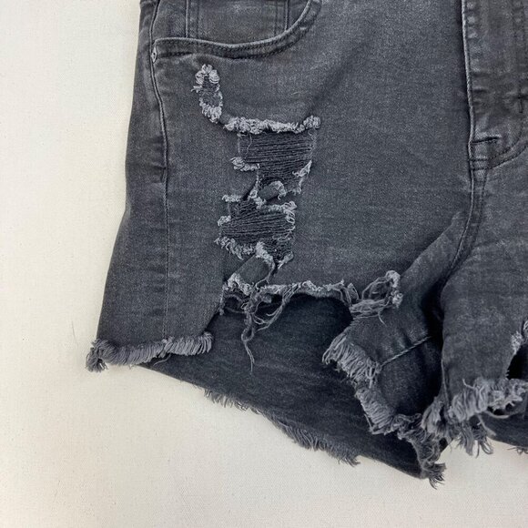 Aeropostale Cut Off Distressed High Rise Denim Shorts Black Womens Size 12 - Picture 4 of 10